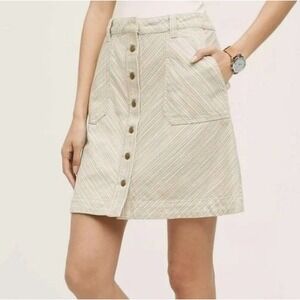 Pilcro Anthropologie A-Line Mini Skirt Striped Denim Button Front Retro Y2K
